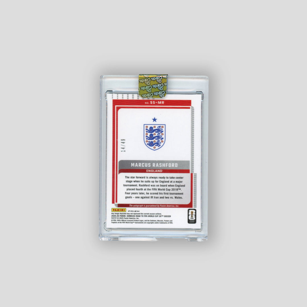 2025-26 Panini Donruss Road to Fifa WC Marcus Rashford Dragon Auto /49 #SS-MR - Q's Cards