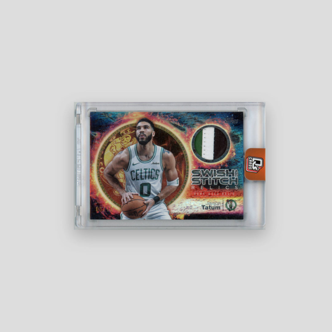 2025-26 Topps Jayson Tatum Swish and Stitch Relics Gold Holo Foil /10 #SST-JT